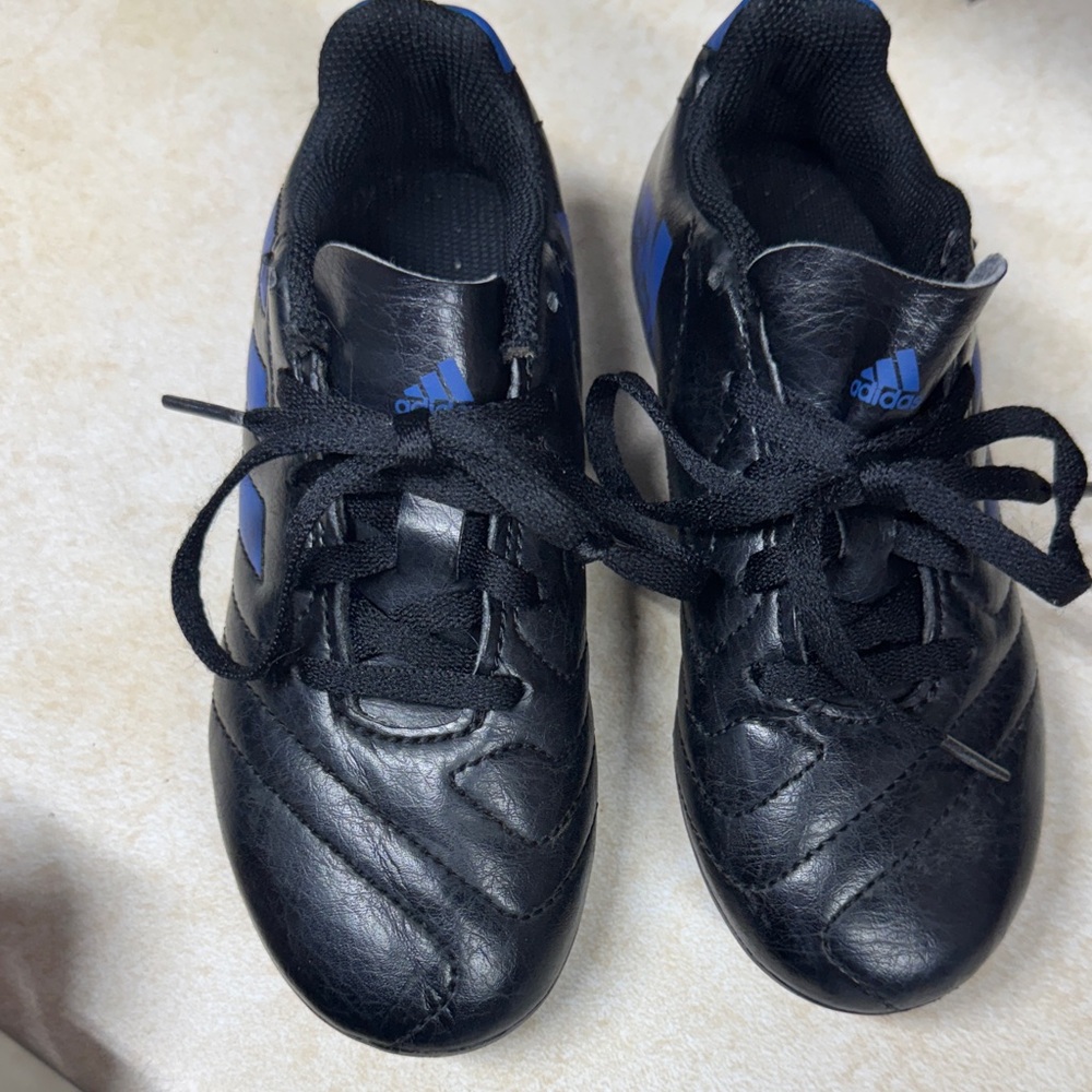 adidas Kids Black and Blue Soccer Cleats